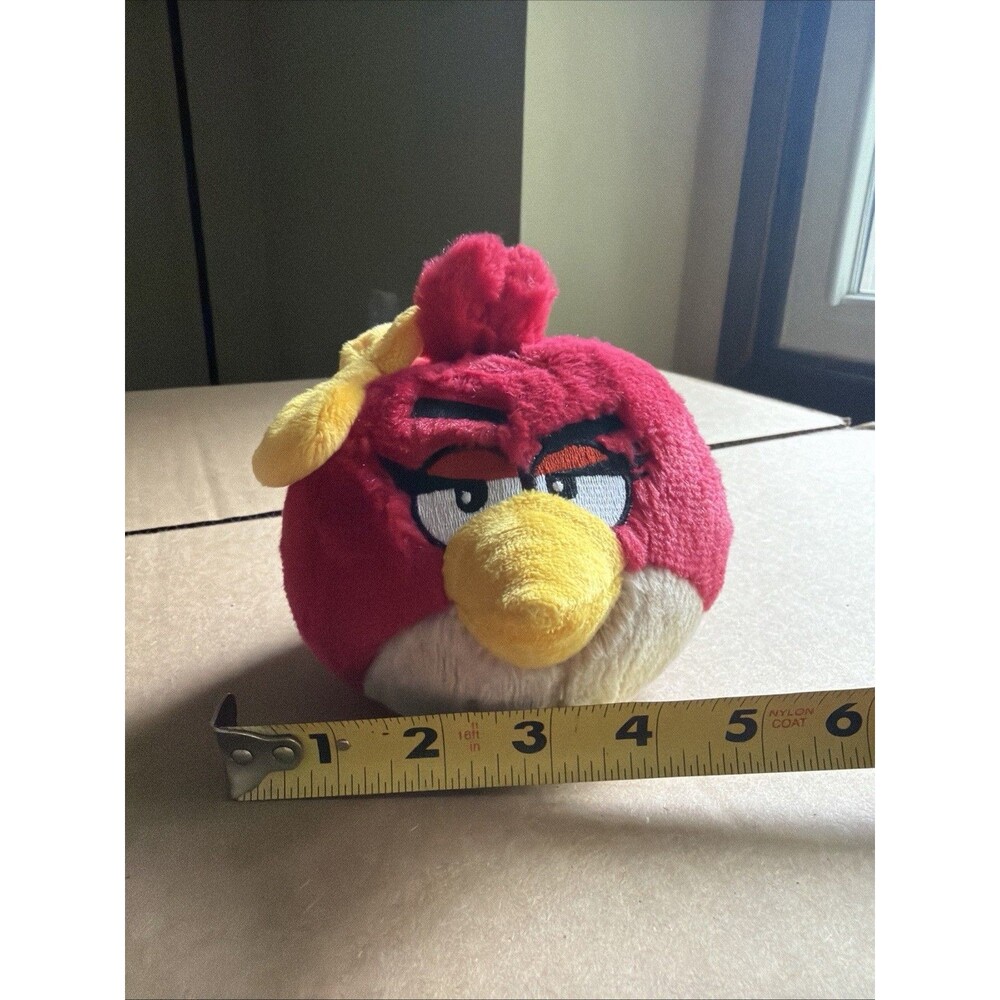 Angry Birds 5” Red Female Girl Bird With Yellow Bow Plush Rovio No Sound